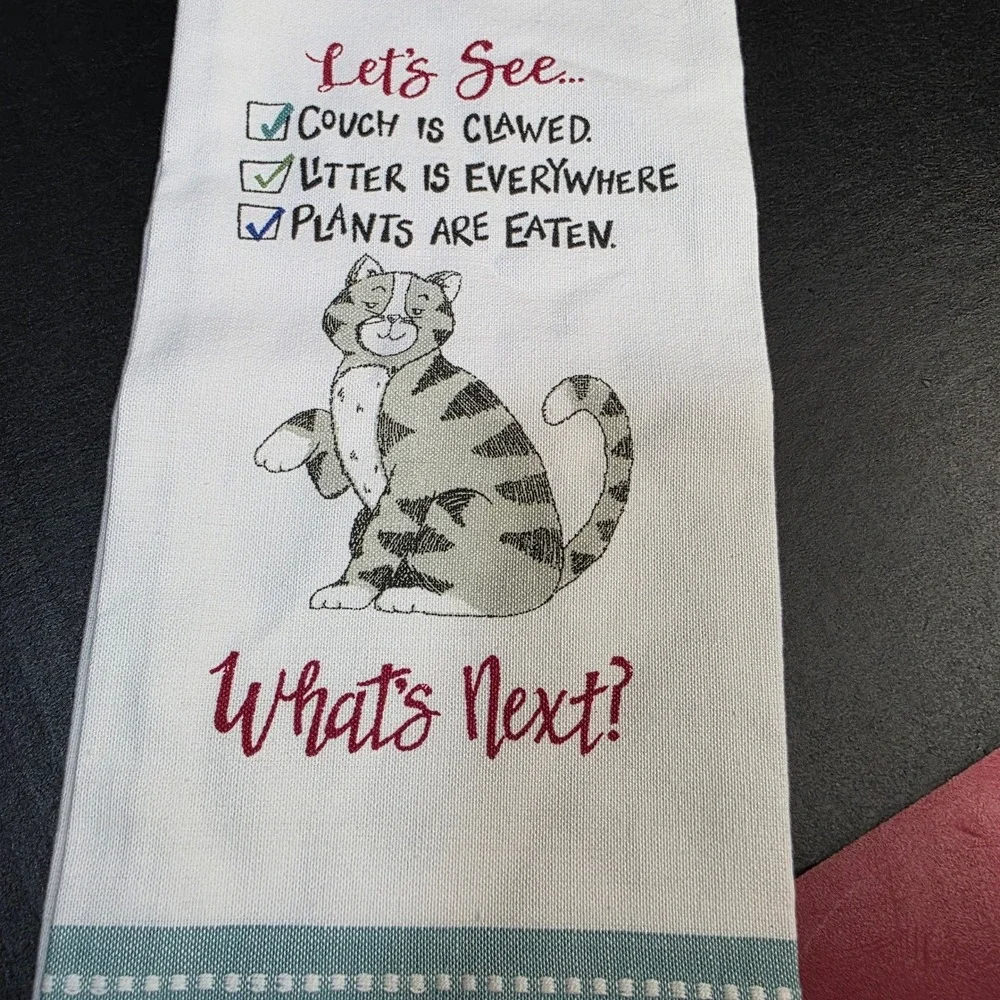 Kay Dee Designs Snarkasms Tea Towel Gray Tabby Cat Humorous Funny‎ Kitchen Gift